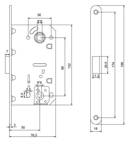 магнитная защелка Vela V196 сатиновый хром схема